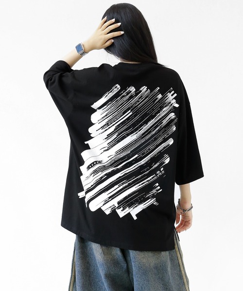 minsobi(ミンソビ)の「アートアタックペインティングT(Tシャツ/カットソー・メンズ・ホワイト/ブラック・FREE)」の11枚目の写真