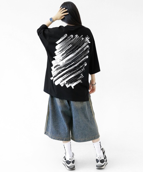 minsobi(ミンソビ)の「アートアタックペインティングT(Tシャツ/カットソー・メンズ・ホワイト/ブラック・FREE)」の22枚目の写真