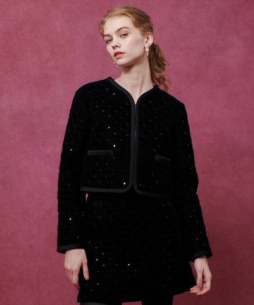 セール】【LOULOU WILLOUGHBY】ベロアキルティングショートジャケット