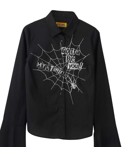 HYSTERIC GLAMOUR ヒステリックグラマー ブラウス ブラック 黒 サイズ:FREE | 20秋冬 ベア プリント プルオーバー ブラウス | 五分袖 ボトルネック ワイド エステルツイル | 日本製 | トップス シャツ カットソー Tシャツ【レディース】【中古】 HYSTERIC GLAMOUR（ヒステリックグラマー） ブラウス シャツ HYSTERIC