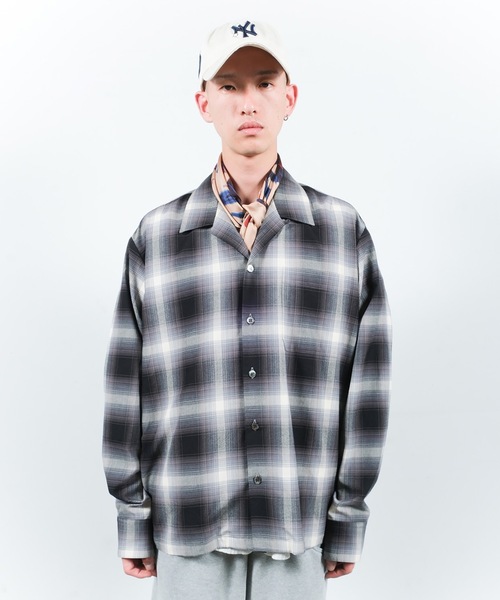 Jieda（ジエダ）の「CHECK OPEN COLLAR SHIRT（シャツ/ブラウス・メンズ・ブラウン/ブラック・1/2）」の2枚目の写真