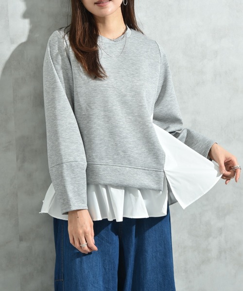 INTERPLANET（インタープラネット）の「スポンジリバー裾異素材切替プルオーバー（Tシャツ/カットソー・レディース・ブラック/ナチュラル/グレー・FREE）」の19枚目の写真