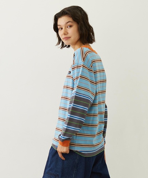 MILKFED.(ミルクフェド)の「LAYERED LOOK STRIPED TOP(Tシャツ/カットソー・レディース・ライトブルー/パープル/チャコール・ONE SIZE)」の16枚目の写真