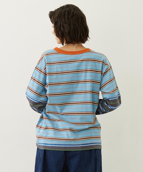 MILKFED.(ミルクフェド)の「LAYERED LOOK STRIPED TOP(Tシャツ/カットソー・レディース・ライトブルー/パープル/チャコール・ONE SIZE)」の17枚目の写真