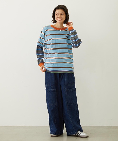 MILKFED.(ミルクフェド)の「LAYERED LOOK STRIPED TOP(Tシャツ/カットソー・レディース・ライトブルー/パープル/チャコール・ONE SIZE)」の18枚目の写真