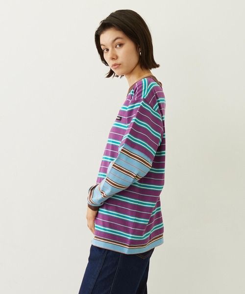 MILKFED.(ミルクフェド)の「LAYERED LOOK STRIPED TOP(Tシャツ/カットソー・レディース・ライトブルー/パープル/チャコール・ONE SIZE)」の13枚目の写真