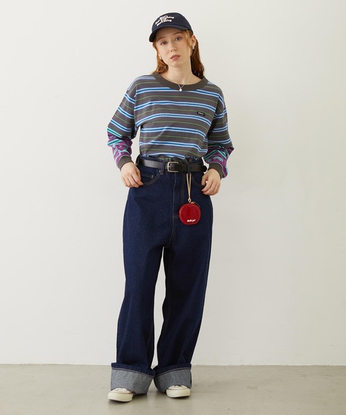 MILKFED.(ミルクフェド)の「LAYERED LOOK STRIPED TOP(Tシャツ/カットソー・レディース・ライトブルー/パープル/チャコール・ONE SIZE)」の10枚目の写真