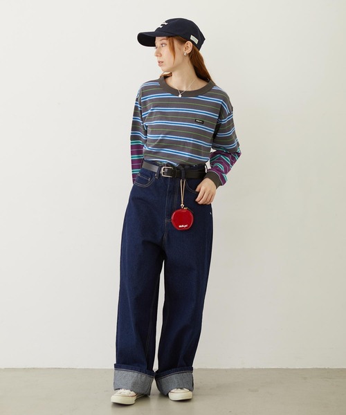 MILKFED.(ミルクフェド)の「LAYERED LOOK STRIPED TOP(Tシャツ/カットソー・レディース・ライトブルー/パープル/チャコール・ONE SIZE)」の11枚目の写真