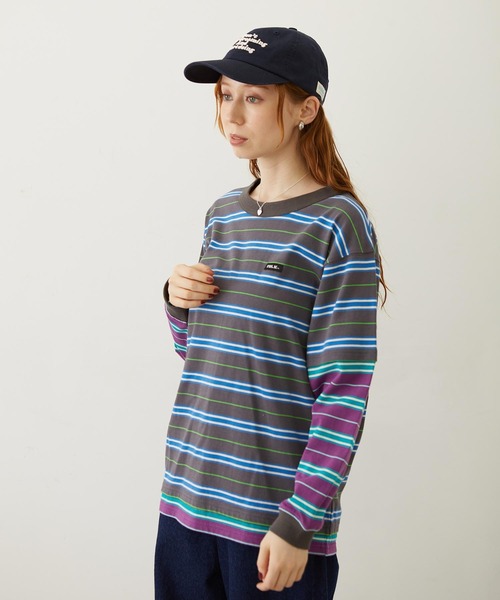MILKFED.(ミルクフェド)の「LAYERED LOOK STRIPED TOP(Tシャツ/カットソー・レディース・ライトブルー/パープル/チャコール・ONE SIZE)」の5枚目の写真