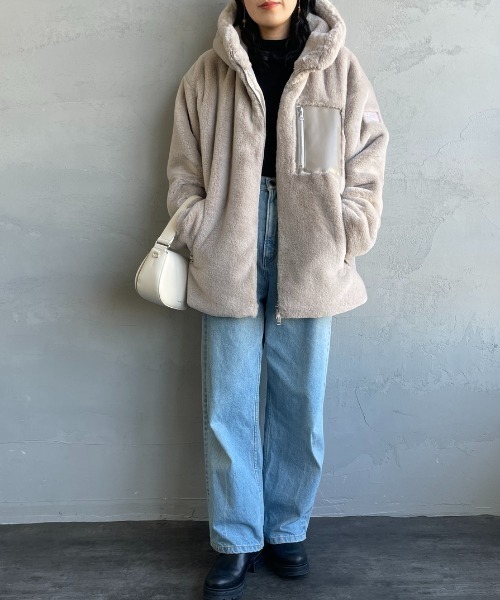 WEB限定】[TATRAS/タトラス] MASCALI エコファー フーデッドブルゾン