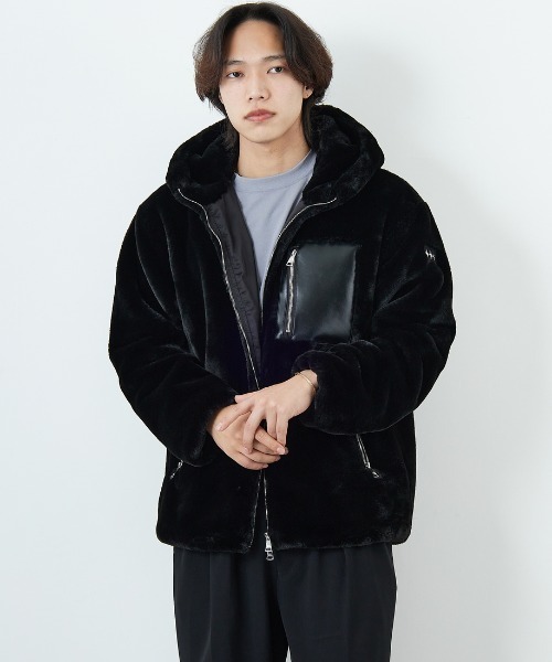 WEB限定】[TATRAS/タトラス] MASCALI エコファー フーデッドブルゾン