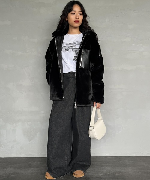 WEB限定】[TATRAS/タトラス] MASCALI エコファー フーデッドブルゾン