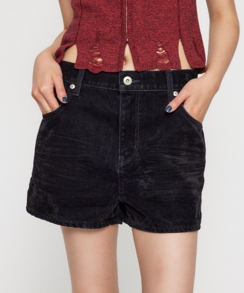 LAGUA GEM（ラグアジェム）の「BRUSHED VINTAGE ショートパンツ（デニムパンツ・レディース・ブラウン/ブラック・X-SMALL/SMALL/MEDIUM）」の2枚目の写真
