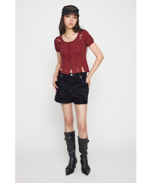 LAGUA GEM（ラグアジェム）の「BRUSHED VINTAGE ショートパンツ（デニムパンツ・レディース・ブラウン/ブラック・X-SMALL/SMALL/MEDIUM）」の6枚目の写真