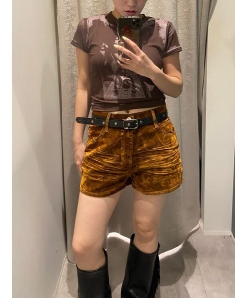 LAGUA GEM（ラグアジェム）の「BRUSHED VINTAGE ショートパンツ（デニムパンツ・レディース・ブラウン/ブラック・X-SMALL/SMALL/MEDIUM）」の21枚目の写真