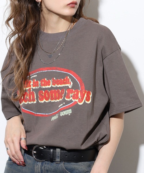 FUNALIVE（ファンアライブ）の「ヴィンテージロゴプリントルーズTシャツ（Tシャツ/カットソー・レディース・グリーン/チャコールグレー/オフホワイト・FREE）」の2枚目の写真
