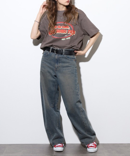 FUNALIVE（ファンアライブ）の「ヴィンテージロゴプリントルーズTシャツ（Tシャツ/カットソー・レディース・グリーン/チャコールグレー/オフホワイト・FREE）」の6枚目の写真
