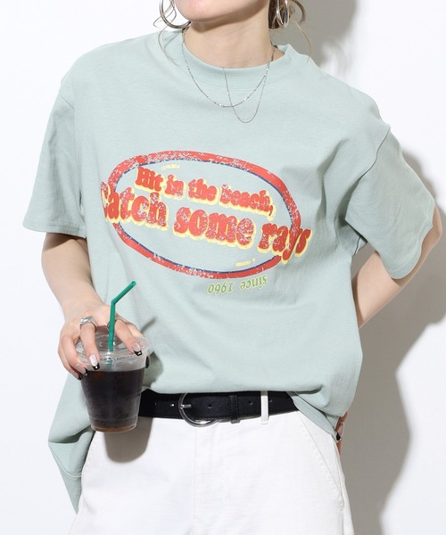 FUNALIVE（ファンアライブ）の「ヴィンテージロゴプリントルーズTシャツ（Tシャツ/カットソー・レディース・グリーン/チャコールグレー/オフホワイト・FREE）」の9枚目の写真