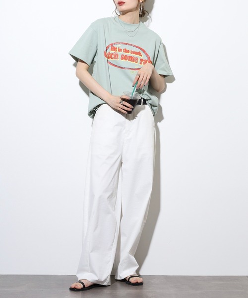 FUNALIVE（ファンアライブ）の「ヴィンテージロゴプリントルーズTシャツ（Tシャツ/カットソー・レディース・グリーン/チャコールグレー/オフホワイト・FREE）」の12枚目の写真