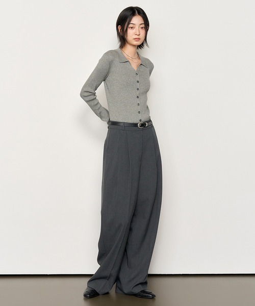 GENERAL IDEA（ジェネラルアイデア）の「GENERAL IDEA/ジェネラルアイディア two tuck wide slacks スラックス（スラックス・レディース・ブラック/チャコール/ベージュ・L/S/M/XL）」の15枚目の写真
