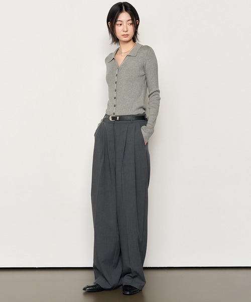 GENERAL IDEA（ジェネラルアイデア）の「GENERAL IDEA/ジェネラルアイディア two tuck wide slacks スラックス（スラックス・レディース・ブラック/チャコール/ベージュ・L/S/M/XL）」の17枚目の写真