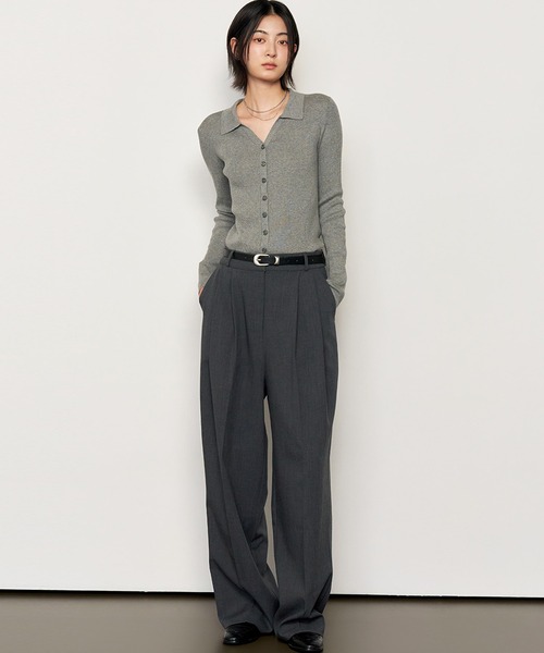 GENERAL IDEA（ジェネラルアイデア）の「GENERAL IDEA/ジェネラルアイディア two tuck wide slacks スラックス（スラックス・レディース・ブラック/チャコール/ベージュ・L/S/M/XL）」の19枚目の写真