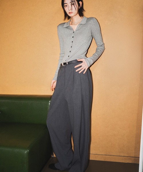 GENERAL IDEA（ジェネラルアイデア）の「GENERAL IDEA/ジェネラルアイディア two tuck wide slacks スラックス（スラックス・レディース・ブラック/チャコール/ベージュ・L/S/M/XL）」の21枚目の写真
