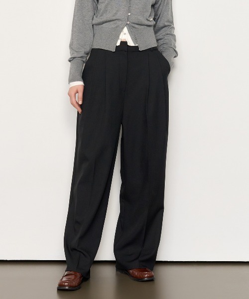 GENERAL IDEA（ジェネラルアイデア）の「GENERAL IDEA/ジェネラルアイディア two tuck wide slacks スラックス（スラックス・レディース・ブラック/チャコール/ベージュ・L/S/M/XL）」の11枚目の写真