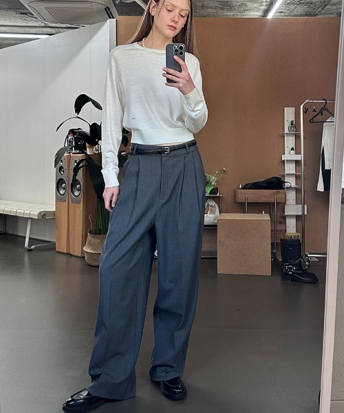 GENERAL IDEA（ジェネラルアイデア）の「GENERAL IDEA/ジェネラルアイディア two tuck wide slacks スラックス（スラックス・レディース・ブラック/チャコール/ベージュ・L/S/M/XL）」の20枚目の写真