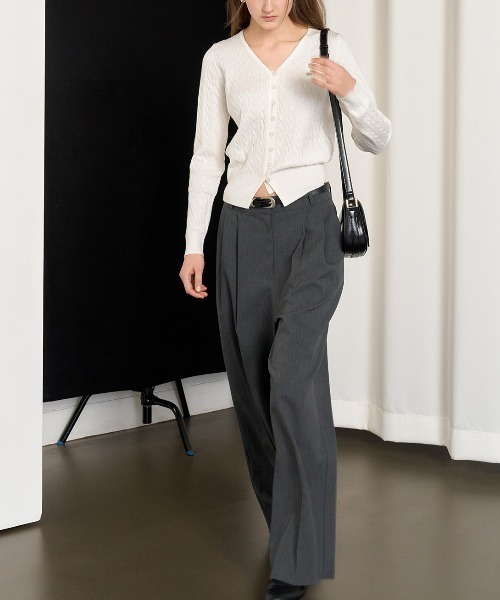 GENERAL IDEA（ジェネラルアイデア）の「GENERAL IDEA/ジェネラルアイディア two tuck wide slacks スラックス（スラックス・レディース・ブラック/チャコール/ベージュ・L/S/M/XL）」の14枚目の写真