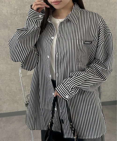 link lot(リンクロット)の「ストライプビッグシルエットシャツ(シャツ/ブラウス・メンズ・ブラック/ブルー・M)」の19枚目の写真