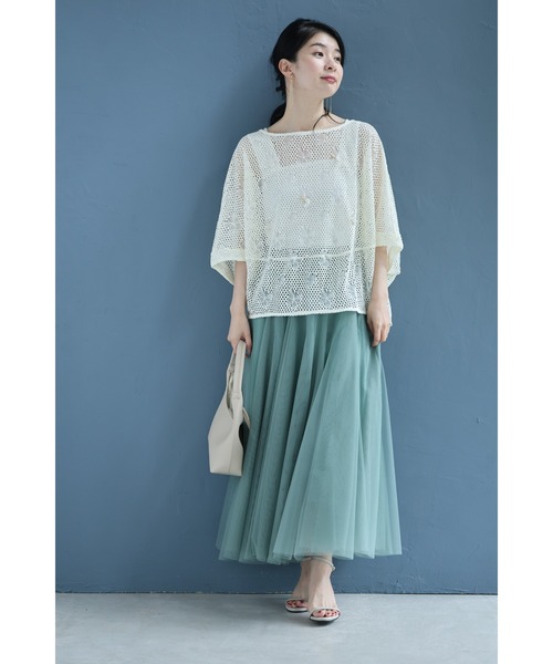 cawaii(カワイイ)の「蝶と花のレース浮かぶメッシュカットソートップス(Tシャツ/カットソー・レディース・ベージュ・FREE)」の5枚目の写真