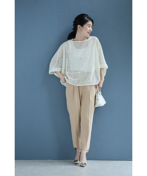 cawaii(カワイイ)の「蝶と花のレース浮かぶメッシュカットソートップス(Tシャツ/カットソー・レディース・ベージュ・FREE)」の11枚目の写真