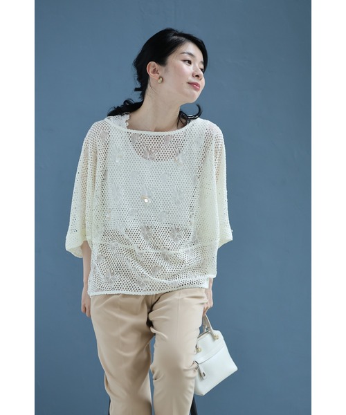 cawaii(カワイイ)の「蝶と花のレース浮かぶメッシュカットソートップス(Tシャツ/カットソー・レディース・ベージュ・FREE)」の20枚目の写真