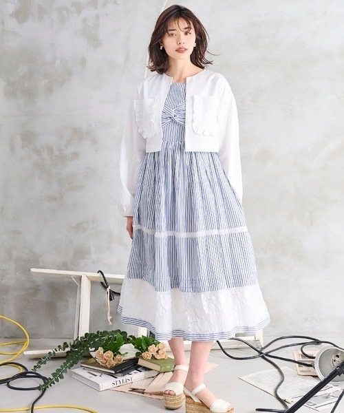 チェスティ ジャガード ワンピース ドレス フリル×ジャガード