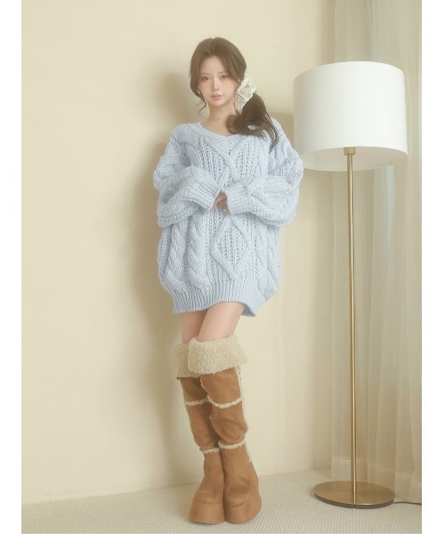 Darich フェイクムートンニーハイブーツ ブーツ S Darich ブーツ フェイクムートンニーハイブーツ レディース