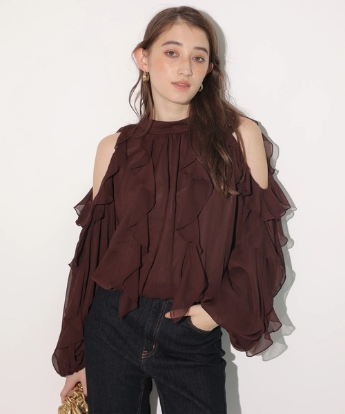 オフショルフリルシアーブラウス（シャツ/ブラウス）｜Rirandture（リ