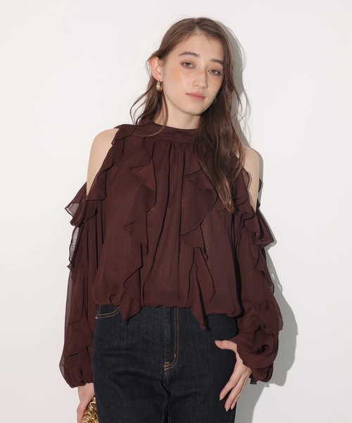オフショルフリルシアーブラウス（シャツ/ブラウス）｜Rirandture（リ