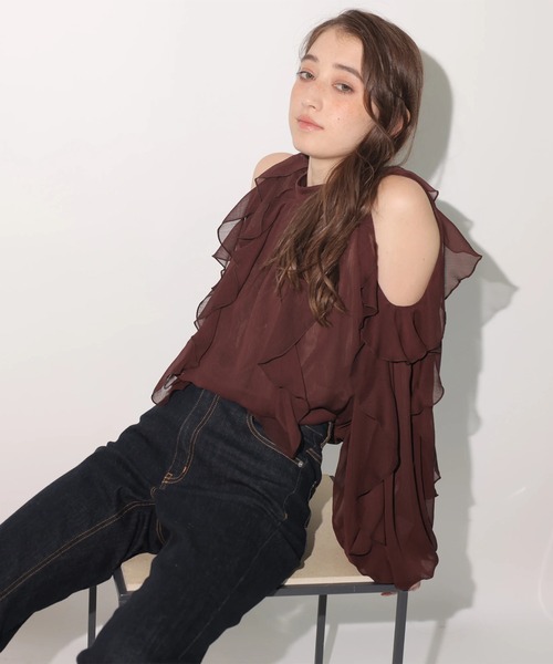 Rirandture（リランドチュール）の「オフショルフリルシアーブラウス（シャツ/ブラウス・レディース・ブラウン/ミント・2/1）」の21枚目の写真