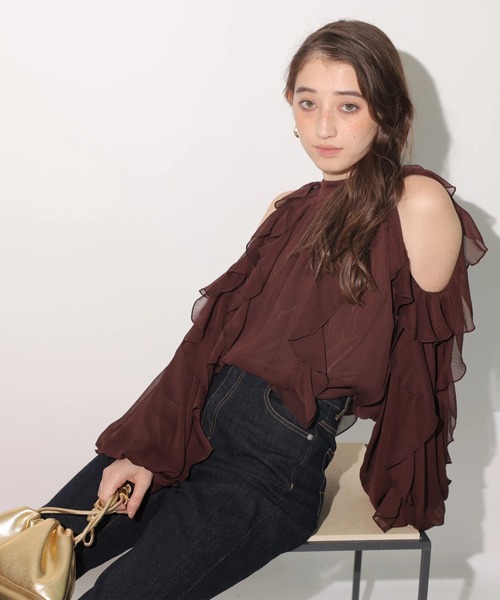 Rirandture（リランドチュール）の「オフショルフリルシアーブラウス（シャツ/ブラウス・レディース・ブラウン/ミント・2/1）」の22枚目の写真