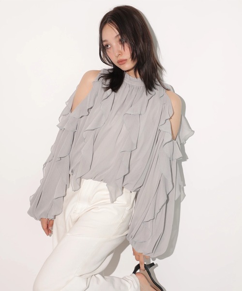 オフショルフリルシアーブラウス（シャツ/ブラウス）｜Rirandture（リ