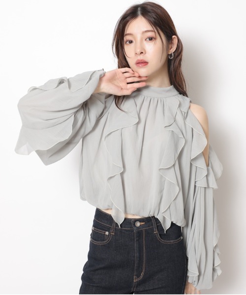 【タグ付き】Rirandure オフショルフリルシアーブラウス オフショルフリルシアーブラウス | シャツ・ブラウス