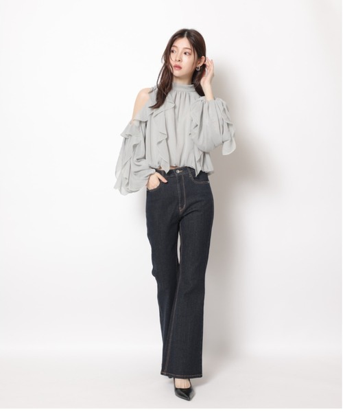 オフショルフリルシアーブラウス（シャツ/ブラウス