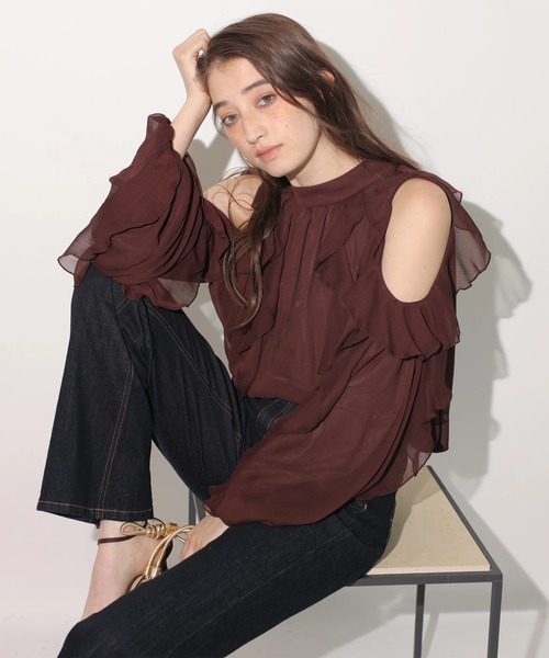 Rirandture（リランドチュール）の「オフショルフリルシアーブラウス（シャツ/ブラウス・レディース・ブラウン/ミント・2/1）」の11枚目の写真