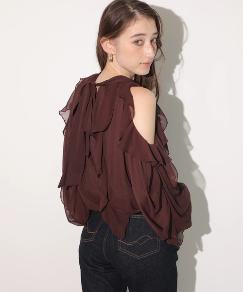 Rirandture（リランドチュール）の「オフショルフリルシアーブラウス（シャツ/ブラウス・レディース・ブラウン/ミント・2/1）」の10枚目の写真