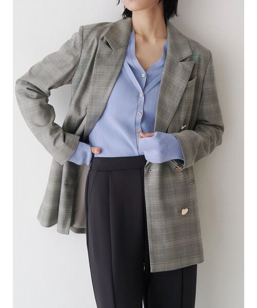 TONAL（トーナル）の「レイヤードリブニット（ニット/セーター・レディース・ライトブルー/オフホワイト/ブラウン・MEDIUM）」の16枚目の写真