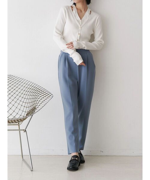 TONAL（トーナル）の「レイヤードリブニット（ニット/セーター・レディース・ライトブルー/オフホワイト/ブラウン・MEDIUM）」の18枚目の写真