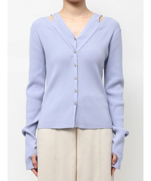 TONAL（トーナル）の「レイヤードリブニット（ニット/セーター・レディース・ライトブルー/オフホワイト/ブラウン・MEDIUM）」の19枚目の写真