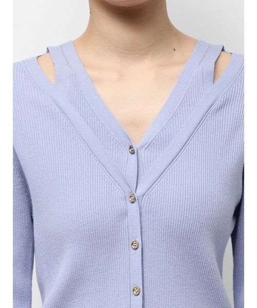 TONAL（トーナル）の「レイヤードリブニット（ニット/セーター・レディース・ライトブルー/オフホワイト/ブラウン・MEDIUM）」の22枚目の写真