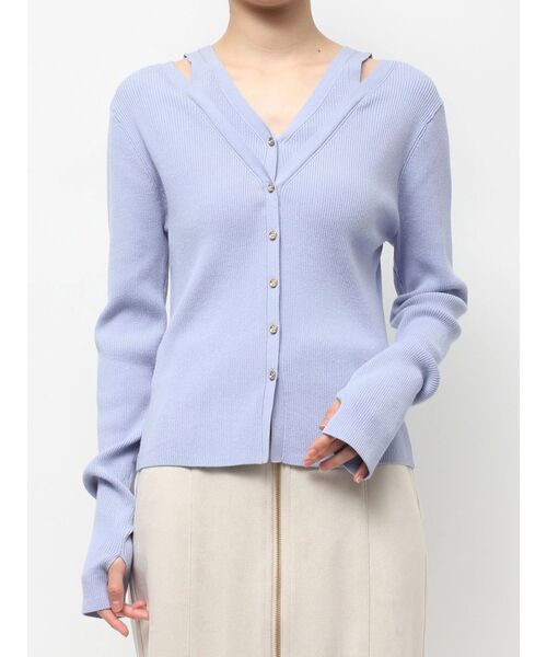 TONAL（トーナル）の「レイヤードリブニット（ニット/セーター・レディース・ライトブルー/オフホワイト/ブラウン・MEDIUM）」の10枚目の写真